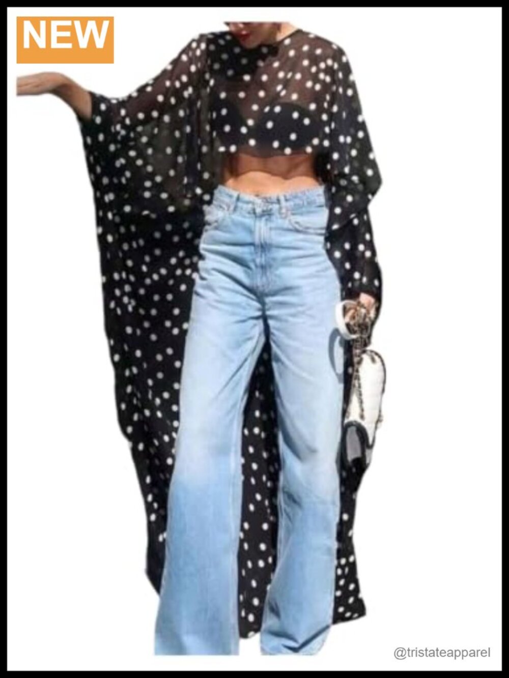 Plus Size Polka Dot Cape Sheer Asymmetric Blouse